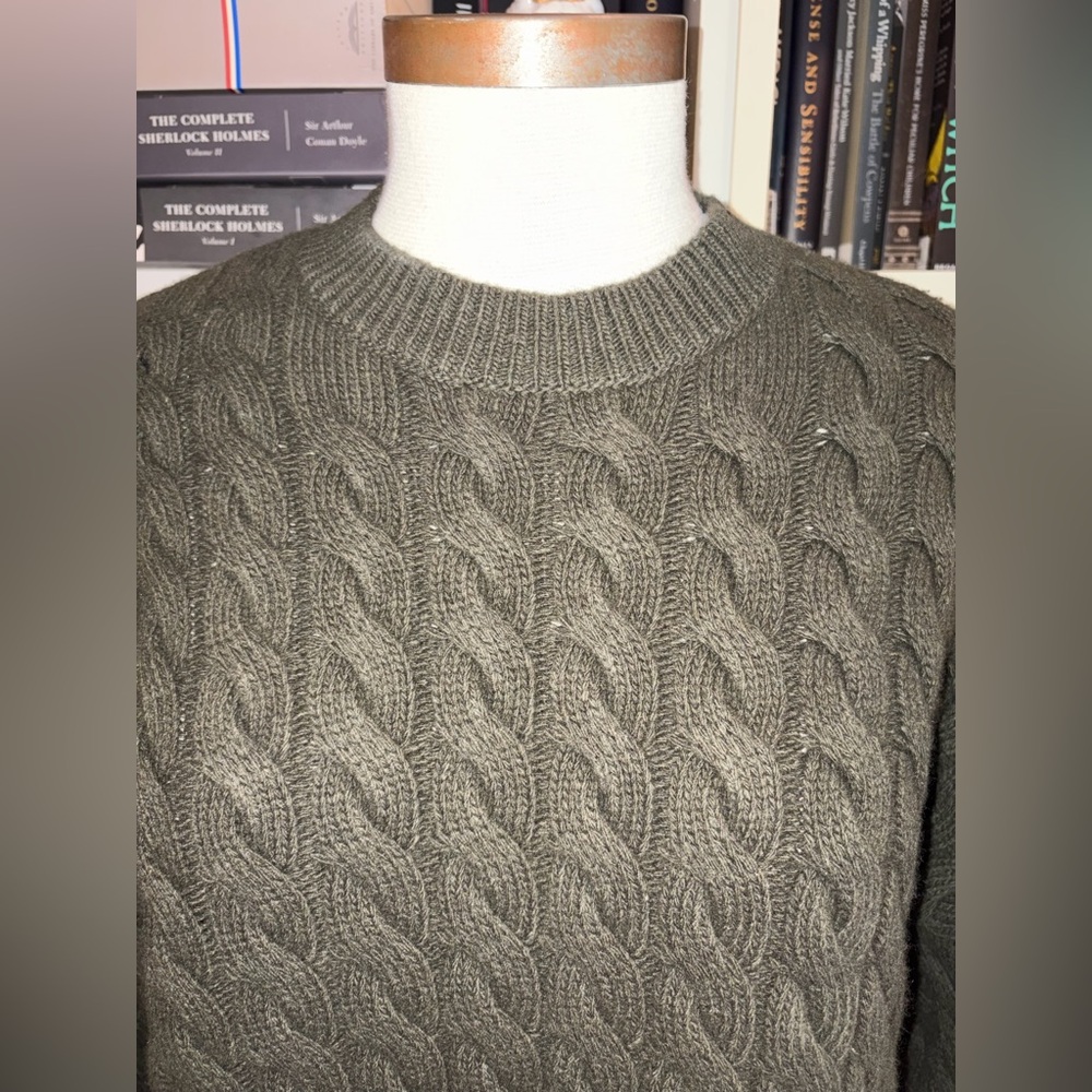 Theory Karenia Cable knit Rosemary Green Sweater - Picture 2 of 6